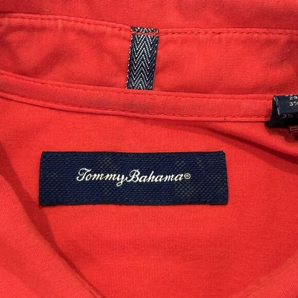 Tommy Bahama Polo Shirt Medium Red Mens Short Sleeve Golf Beach Modal Polyester - Picture 3 of 5